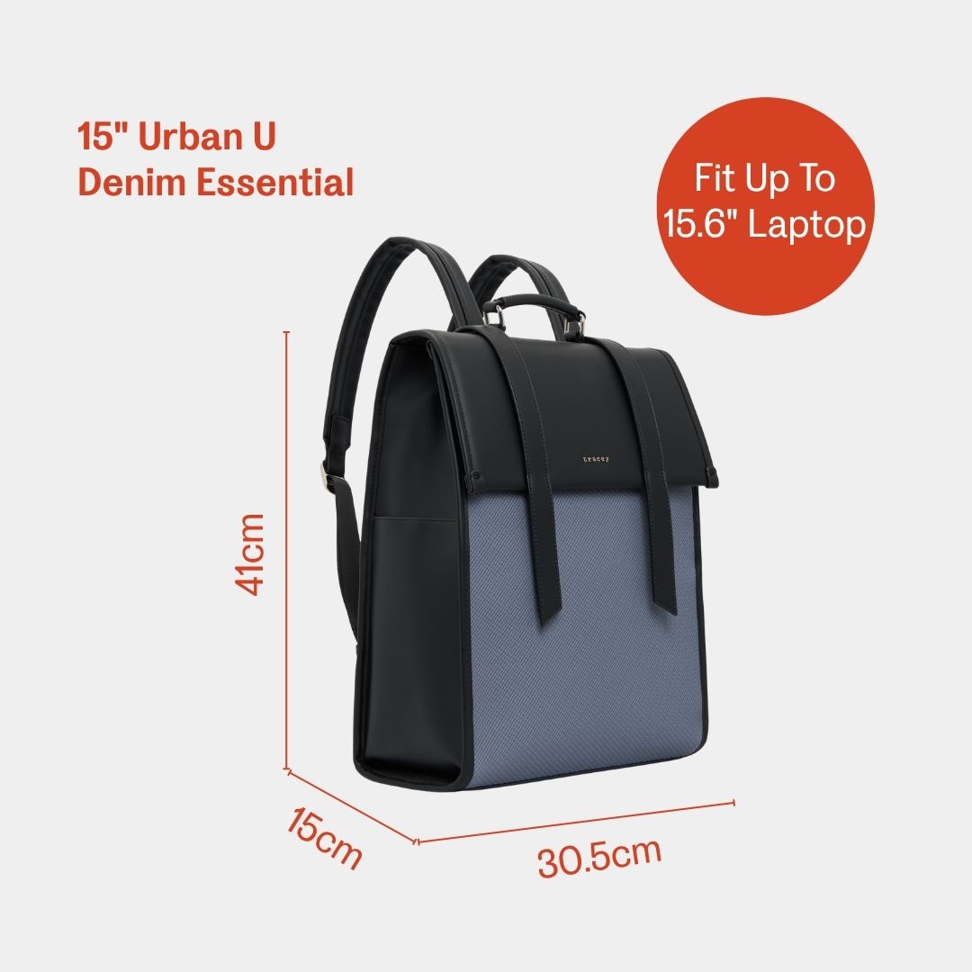 Urban-U Denim Essentials Backpack 15-Inch